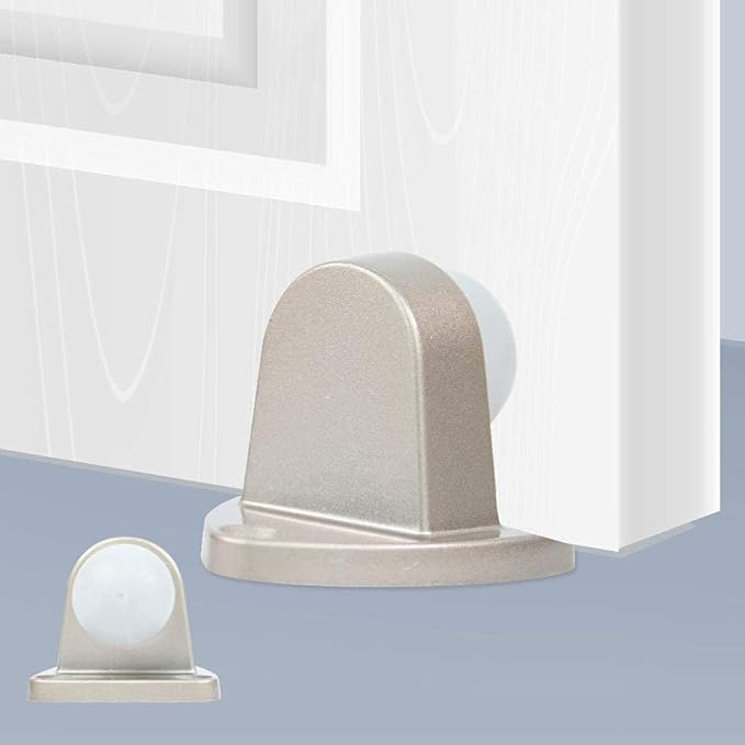 Floor Door Stopper with Rubber pad 2pack, Circle Shaped Door Stopper, Protecting Wall (2.7inch x 2pack, Satin Nickel)