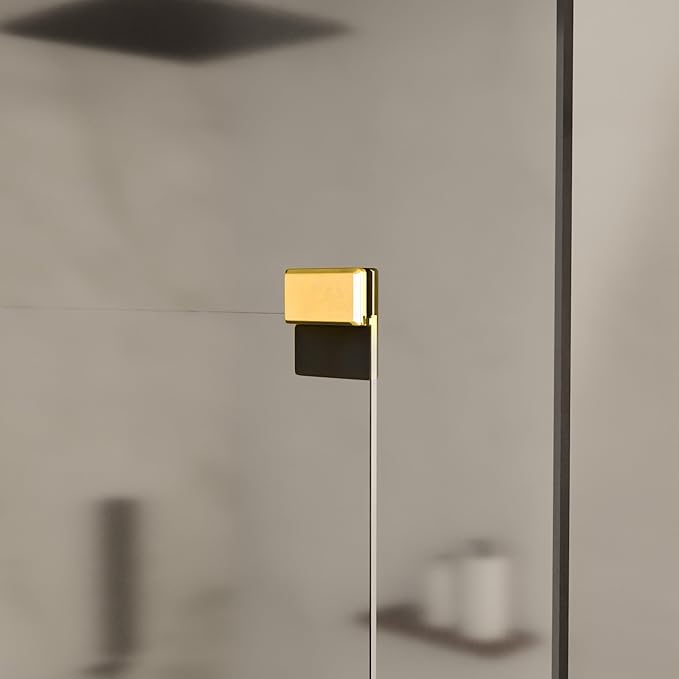 Brixwell BDS1BR Beveled Style Frameless Shower Door Stop 1/4" to 3/8" (6mm to 10mm) Glazing Thickness Polished Brass Finish