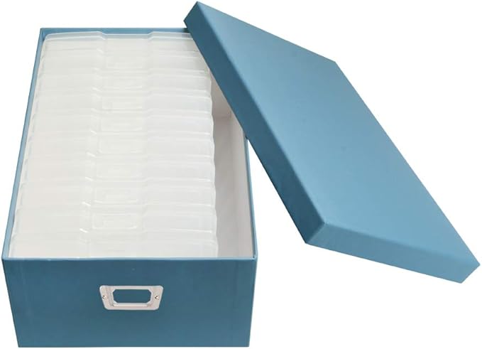 novelinks Photo Case 4" x 6" Photo Storage Box, 10 Inner Picture Storage Containers & Photo Organizer Cases, Portable Photo Craft Keeper for Photos, Crafts, Cards (Sky Blue)