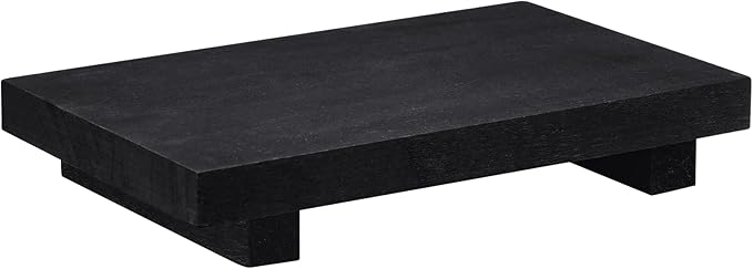 Nuogo Wood Riser Tray Soap, Stand Soap Tray for Kitchen Sink, Wood Pedestal for Kitchen Counter Sink Stand Decorative Rustic Bathroom Dishes Plant Bottles Candles Display(9 x 6 Inch,Black)