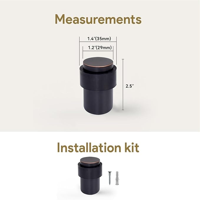 KHTUMEWARE 10 Pack 2-1/2 in Floor Door Stopper,Oil Rubbed Bronze Door Stop,Wall Protector Commercial Door Bumper Wedge Decorative Cylindrical Install Door stoppers on The Floor