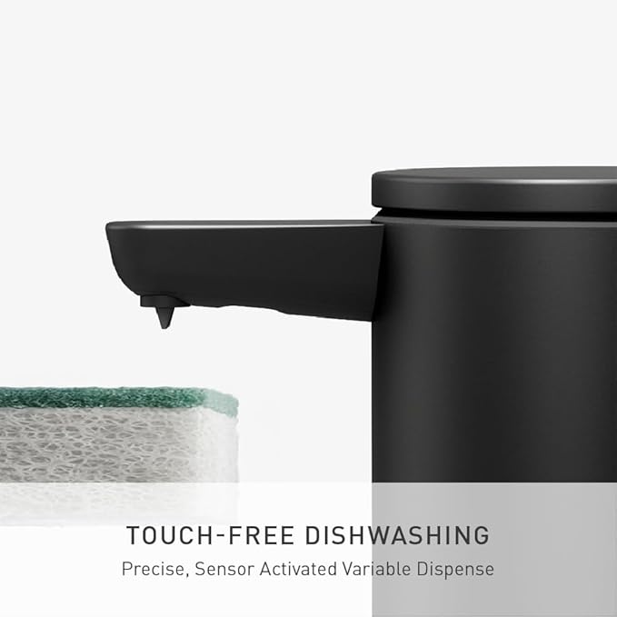 simplehuman Liquid Sensor Pump, 9 oz. with Caddy, Automatic Soap Dispenser for Kitchen and Bathroom, Touchless Motion Sensor, Variable Dispense, Rechargeable, High Grade Matte Black Stainless Steel