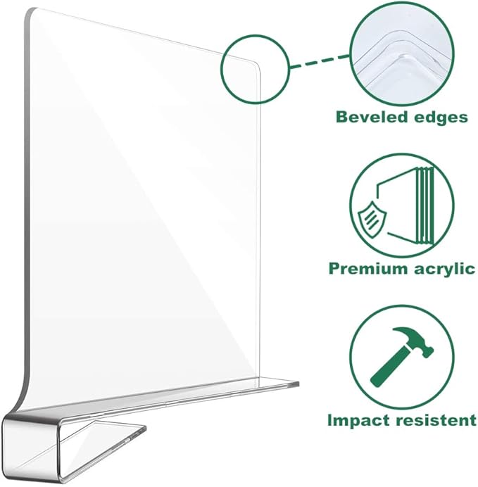 8 Pack Acrylic Shelf Dividers for Closet Organization, Clear Shelf Divider Fits Shelves of 0.4-1 Inch,Purse Organizer for Closet, Shelf Organizer, Closet Organizers and Storage (8)