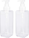 UUJOLY Foaming Soap Dispenser 1L (33.8oz) Refillable Plastic Pump Bottle for Liquid Soap, Shampoo, Body Wash (2 Pcs) (Clear)