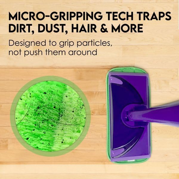 Turbo Mops Reusable Floor Mop Pads - Pack of 2, Machine Washable, 12-inch Microfiber Mop Refills - Compatible with Swiffer Wet Jet - Household Cleaning Tools