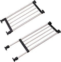 BAOYOUNI Adjustable Closet Shelf Expandable Shelves Tension Rod Hanger Space Saving Storage Rack Organizer Divider for Wardrobe, Cupboard, Kitchen, Bathroom Use, Black, 2 Pack