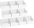 DIMJ Closet Storage Bins 10 Pack - Fabric Storage Baskets for Shelves, Collapsible Clothes Organizer, Trapezoid Shelf Organization Storage Cubes for Purse, Toys, Books, Towel, Clothes, White