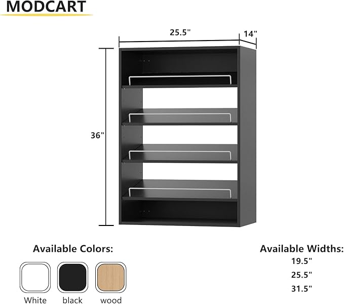 Shoe Shelf Short Tower Closet Unit, Modular Closet System, Wood Closet System Organizer with Storage for Walk In Closets, Clothing Rack for Hanging Clothes, Bedroom, Black, 25.5"W