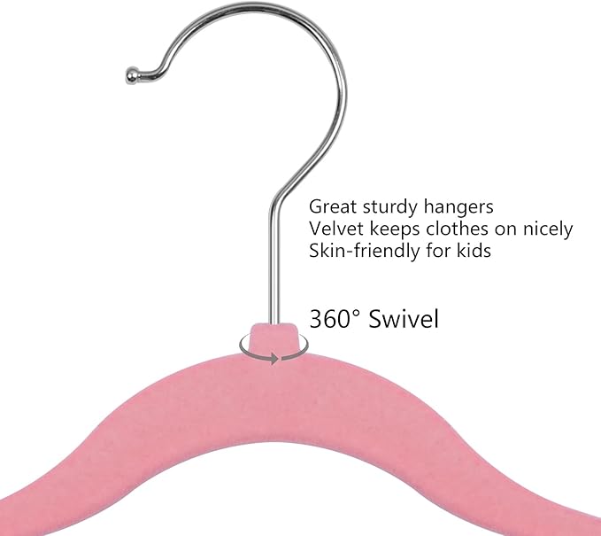 GoodtoU Baby Hangers Pink for Clothes, Kids Velvet Hangers Non Slip Children Hanger for Closet