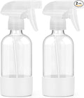2 Pack Glass Spray Bottles 8 oz, Empty Refillable Containers with Silicone Sleeve Protection, Glass Spray Bottles for Cleaning Solutions, Hair and Plants with Adjustable Nozzles White