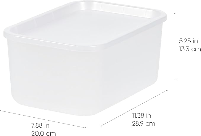 IRIS USA 7 Qt. Plastic Basket Storage Bins with Lids, Small, 4-Pack, Stackable Lidded Storage Organizer Bins for Kitchen, Bathroom and Bedroom, Pearl