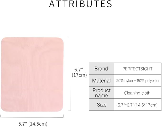 PERFECTSIGHT Microfiber Cleaning Cloth | Eyeglass Lens Cleaner [6 Pack, 5.7x6.7 Inch] Glasses, Phone, Camera, Computer Screen Cleaning | Safe for All Coated Lenses - Pink