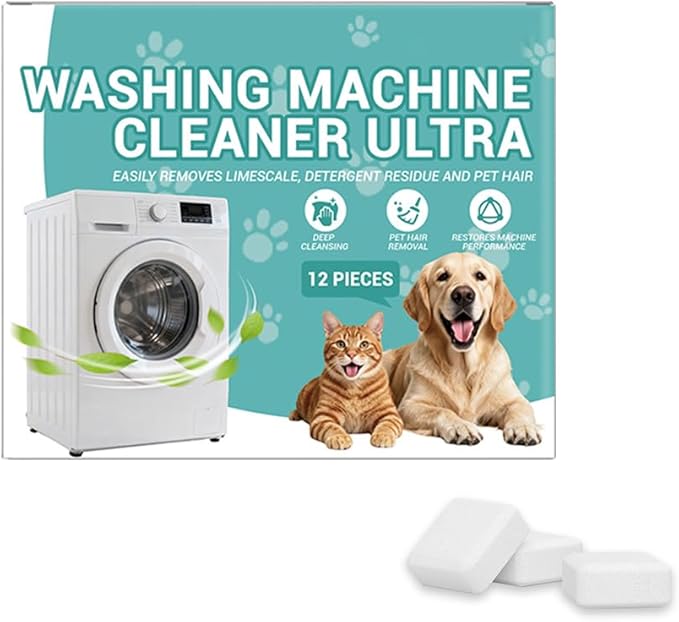 Washing Machine Cleaner Descaler 12 Pack - Deep Cleaning Tablets For Front Loader & Top Load Washer,Helps Remove Residue, Hard Water Buildup & Odor-Causing Deposits (1 pcs)