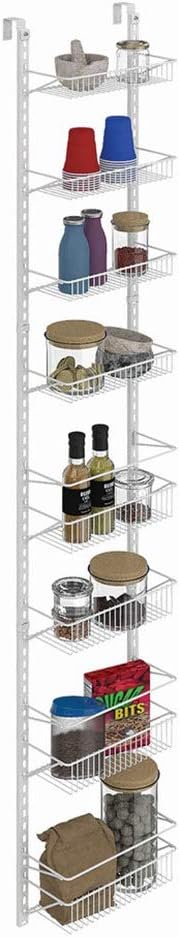 ClosetMaid Adjustable Organizer Rack with Baskets Wall or Over Door Mount, for Kitchen, Pantry, Utility Room, Closet, 12 in. W, White Finish