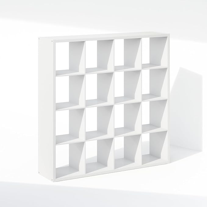 Furinno Cubic Closet Organizers and Storage, 16-Cube Closet Organizer, Open Shelf Closet Storage, Extra Thick Frame for Wardrobe, Bedroom, Living Room, White