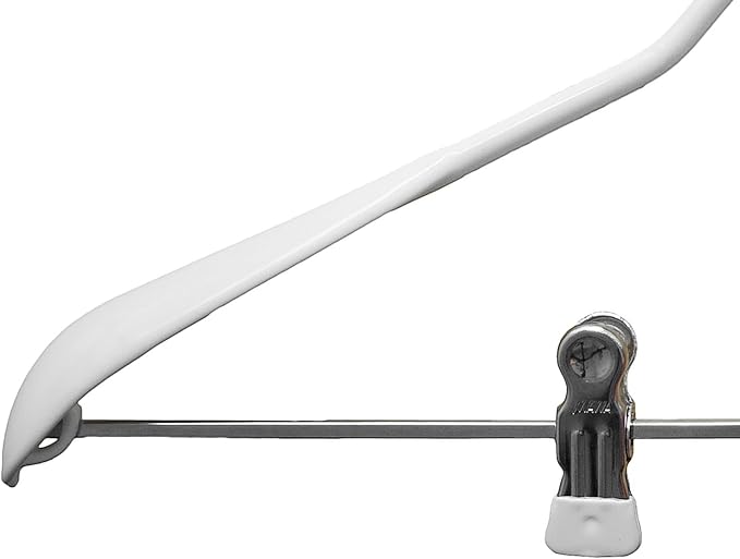 Mawa by Reston Lloyd BodyForm Series Non-Slip Steel Clothes Hanger with Shoulder Support & 2 Strong Clips for Pants or Skirts, Style 42/LK, White, Set of 50