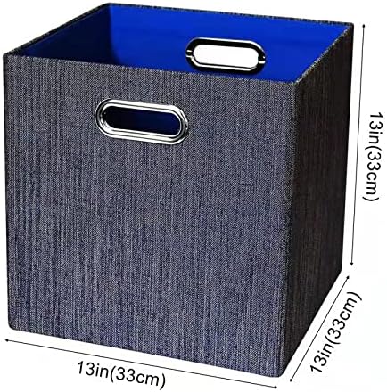 Posprica Storage Cube Basket Bins,13×13 Foldable Storage Containers for Shelf Cabinet Bookcase Boxes,Thick and Heavy Duty Fabric Drawer (4pcs, blue)
