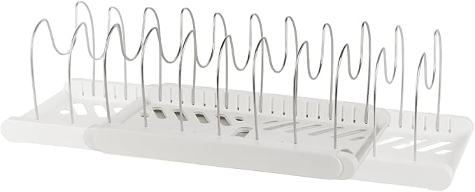 Cooking Sheet Organizer Pan Pot Organizer Lid Holder Baking Sheets Cutting Board Adjustable Storage Rack for Kitchen Cabinet