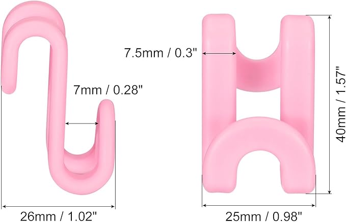 uxcell Clothes Hanger Connector Hooks, 20Pcs - ABS Hanger Hooks, Hanger Extender Hooks, Hanger Hooks Space Saver for Closet (Pink)