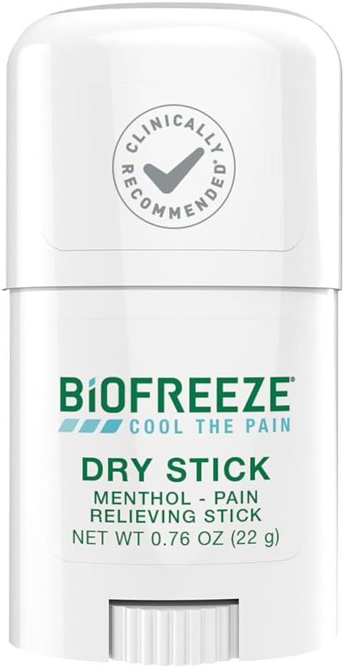 Biofreeze Dry Stick, Mess-Free Relief for Neck, Shoulder, Knee, Hip, Hand & Joint, Cooling Menthol Pain Relief Stick, 100+ Uses (0.76oz (Pack of3))