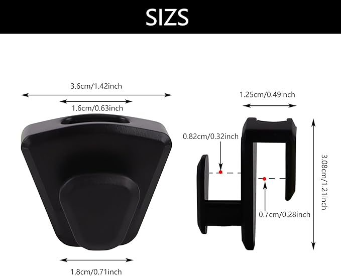60 Pack Space Saving Hanger Hooks, Black Plastic Triangle Hangers, Connector Hooks for Closet Organizers and Storage in Dorms and Homes