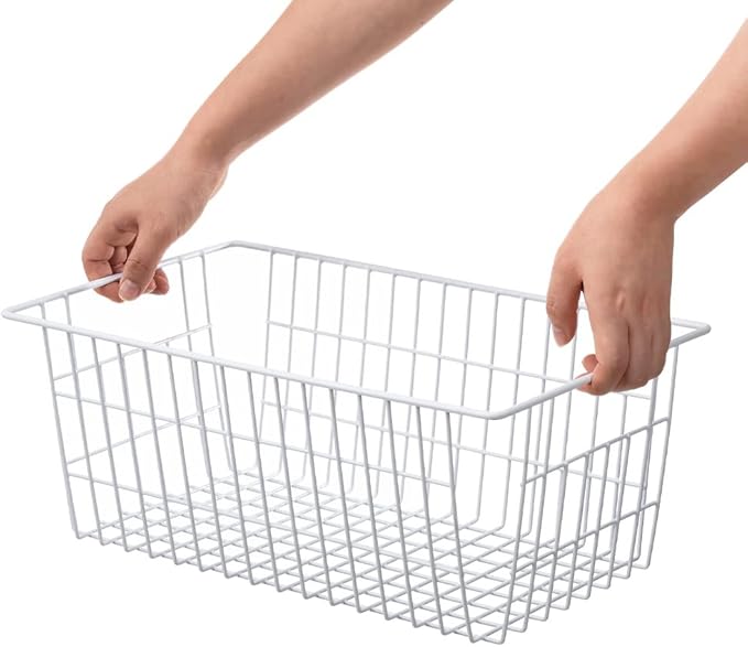 SANNO 14" Upright Freezer Storage Baskets, Farmhouse Metal Wire Organizer Storage Bin for Kitchen Pantry, 6 Pack for 16/17 / 21 Cu.Ft Stand up Freezer