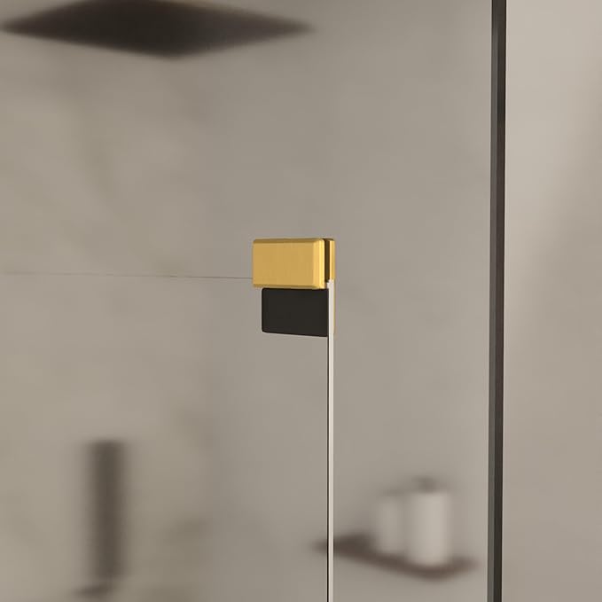 Brixwell Satin Brass Beveled Frameless Shower Door Stop for Glass Thickness 1/4" to 3/8", Non-Slip Barrier, Stylish Modern Bathroom Accessory