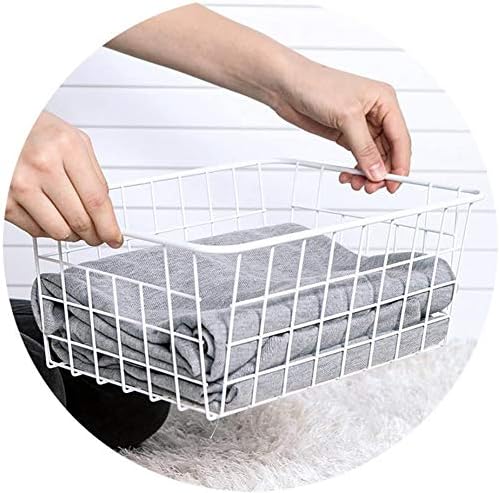 iPEGTOP Wire Storage Freezer Baskets, Set of 4 Large 15.4" Farmhouse Organizer Storage Bins Fridge Basket Rack with Handles for Kitchen Cabinets, Pantry, Office, Bathroom Organization - White