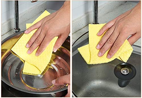 Reusable Cleaning Cellulose Sponge Cloths Absorbent Wipes Clean Kitchen Car Dish Eco-Friendly Dishcloth Hand Towel Auto - 1pack (5pcs) - Non Vacuum