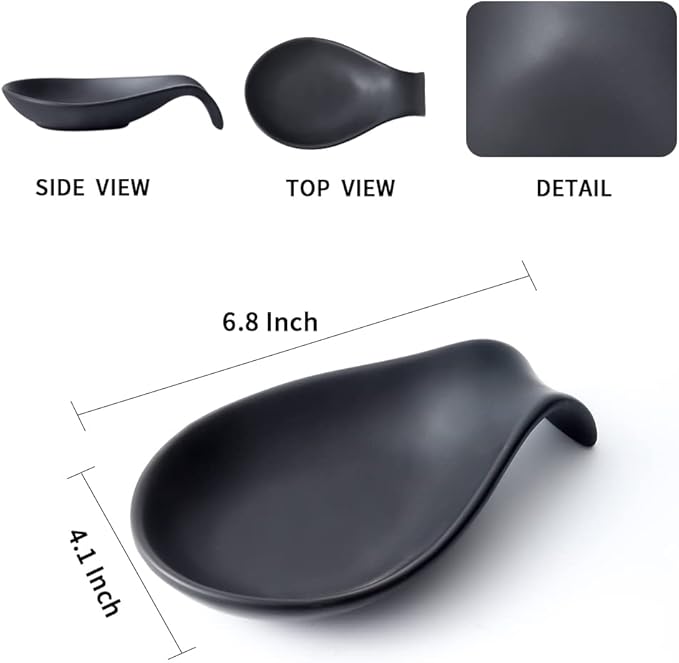 Nihow Pot Lid Holder and Spoon Rest for Kitchen Counter/Stove Top While Cooking - Heat Resistant & Dishwasher Safe - Elegant Matte Black Sets