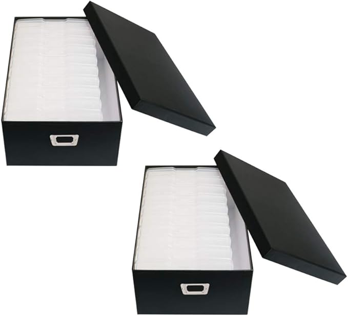 novelinks Photo Case 4" x 6" Photo Storage Box, 10 Inner Picture Storage Containers & Photo Organizer Cases, Portable Photo Craft Keeper for Photos, Crafts, Cards (Black, 2 Pack)