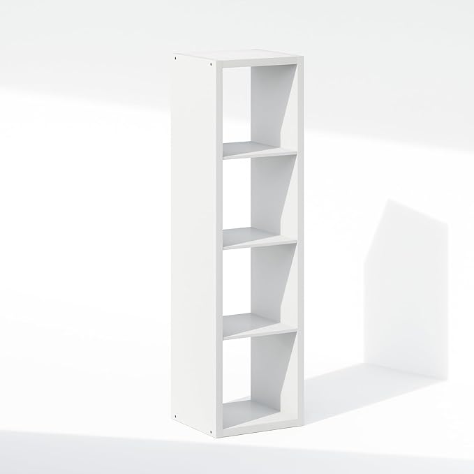 Furinno Cubic Closet Organizers and Storage, 4-Cube Closet Organizer, Vertical Open Shelf Closet Storage, Extra Thick Frame for Wardrobe, Bedroom, Living Room, White