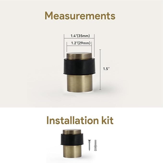 KHTUMEWARE 10 Pack 1-1/2 in Floor Door Stopper,Antique Bronze Brushed Door Stop,Wall Protector Commercial Door Bumper Wedge Decorative Cylindrical Install Door stoppers on The Floor