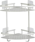 Hawsam No Drilling Bathroom Corner Shelves, Aluminum 2 Tier Shower Shelf Caddy Adhesive Storage Basket for Shampoo (Corner)