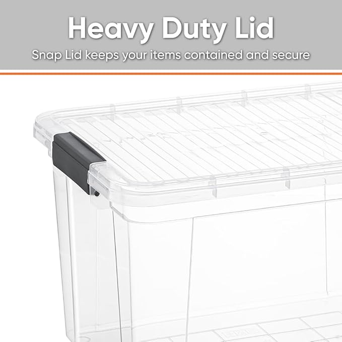 Superio Storage Bins with Lids- Clear Boxes for Organizing, Stackable Plastic Containers- BPA Free, Non-Toxic, Odor Free, Organizer for Home, Office, Dorm, 14.25 Qt, 3 Pack