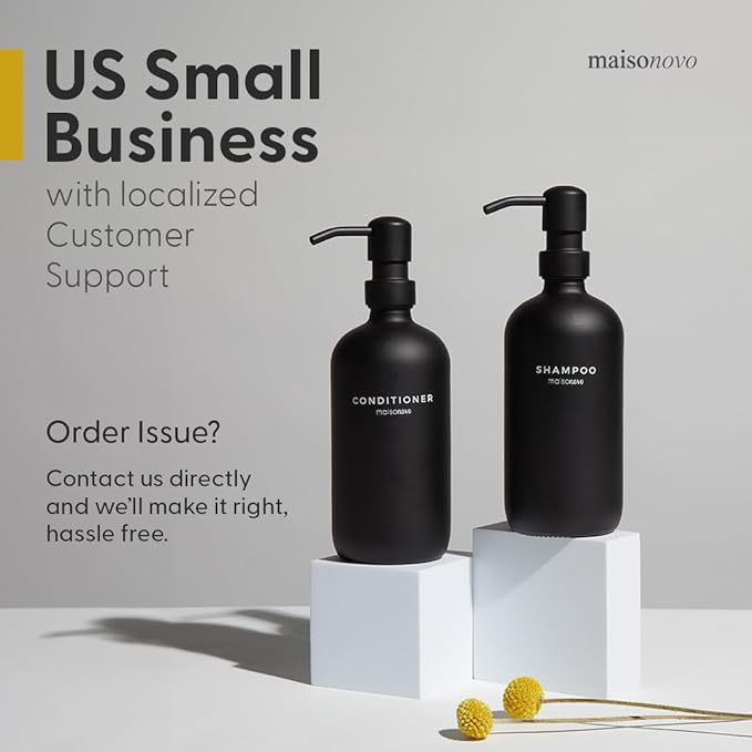 MaisoNovo Soap Dispenser 1-Piece Set | 16.9oz White Bottles with Silver Stainless Steel Pump Core