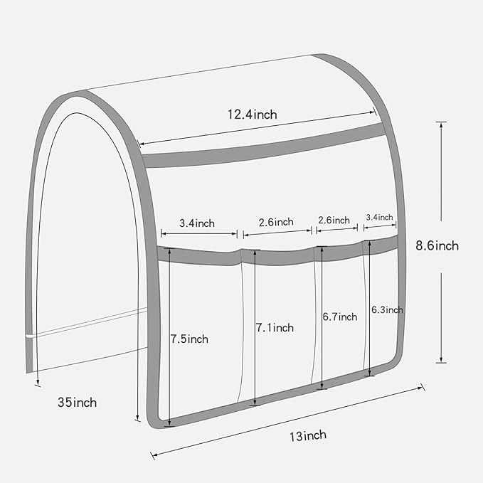 NB Sofa Armrest Organize remote holder bedside caddy organizer with 5 pockets，non-slip couch remote control holder couch armchair caddy accessories (Flaxen, 35"x12.4")