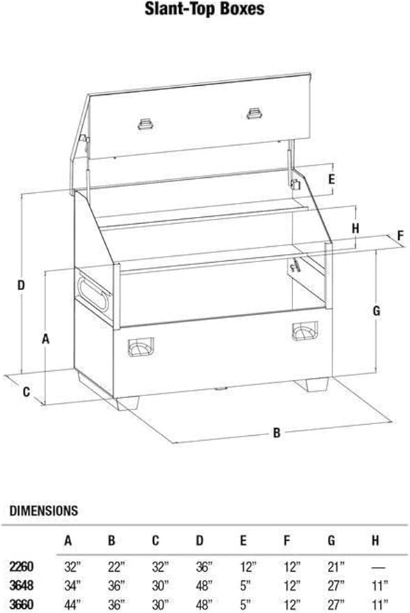 Greenlee 3660 Slant Top Storage Box, 60-Inch By 30-Inch By 48-Inch, Green