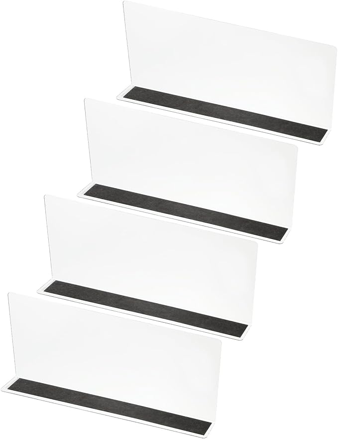 PATIKIL 4 Pack Shelf Dividers for Closet Organization, 11.1x1.6x4.8 Acrylic Magnetic Closets Separator Kitchen Cabinet Shelves Under Bed Blocker for Bedroom Kitchen Office, Clear