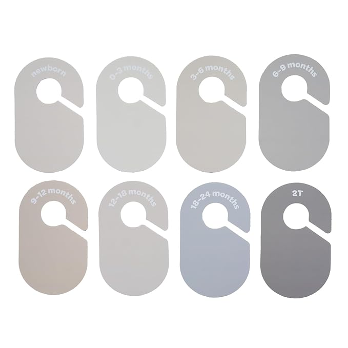 3 Sprouts Baby Closet Dividers Set of 8 - Baby Clothes Organizer Toddler Hanger, Double-Sided Size Labels - Nursery Organization for Baby Clothing Newborn Infant to 2T Boy & Girl - Gray & Beige