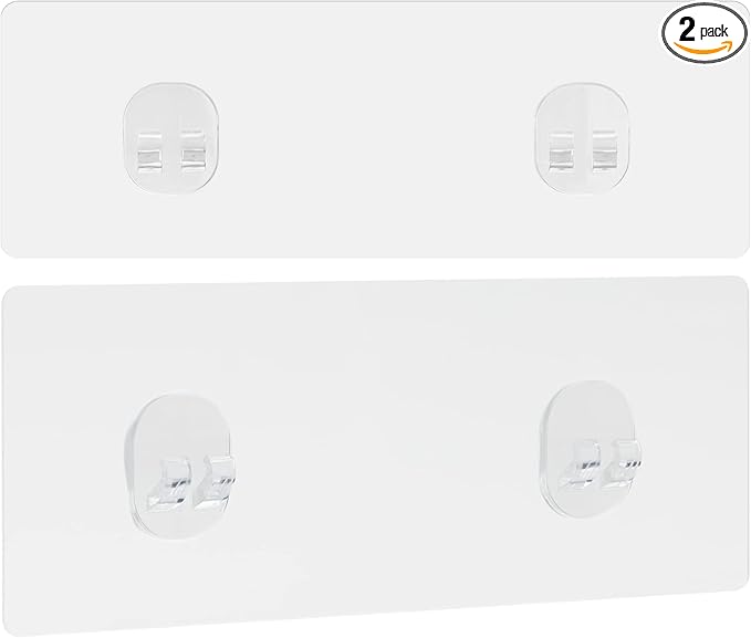 KINCMAX 2 Packs Strong Sticky Waterproof Heavy-duty Wall Adhesives Nail Free Transparent Adhesive Pad No-trace Wall Stick Adhesives Hook Strip for Shower Caddy, Kitchen Racks, Bathroom Storage Shelves
