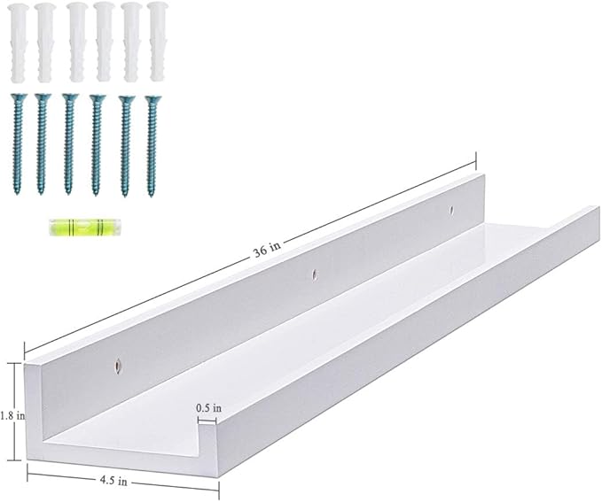 AZSKY 36 Inch Picture Ledge Shelf Floating Shelves Wall Mounted Set of 2 White