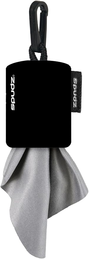 Microfiber Cloth Premium Screen Cleaner - SPUDZ 6x6 Black with Closable Bottom for Glasses, Camera Lens, Electronics, Phone, TV, Tablet