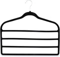 Set of 3 4-Tier Non-Slip Velvet Hangers, Black