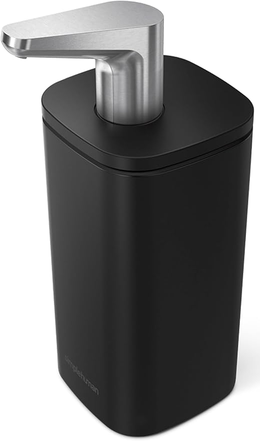 simplehuman 10 oz. Pulse Pump, Liquid Soap Dispenser, Drip Free Hand Soap Pump, Black Stainless Steel