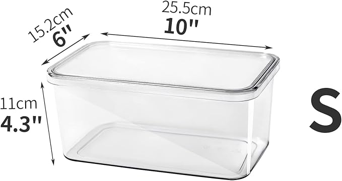 Sgoostood Clear Storage Bins With Lids,4 Packs Food Storage Organizer,Stackable Kitchen Cabinet,Bathroom Basket,Fridge Organization.Pantry Transparent Containers For Fruits,Drinks