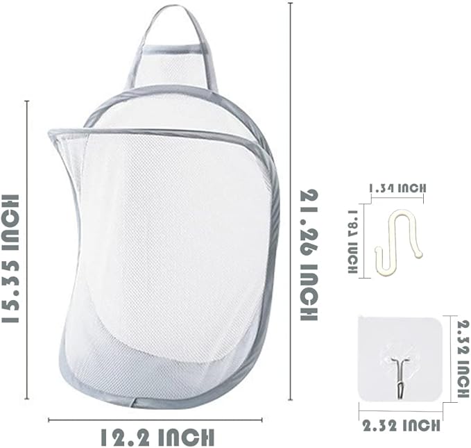 Mesh Collapsible Small Wall Laundry Baskets，Hanging Laundry Hamper，for Hotel, University Dormitory Use by HHSSALIN (2, CLASSIC)