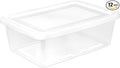 Sterilite 12 Pack Storage Box, 12 Quart Stackable Tote, Clear Plastic Container with Secure Snapping Lids for Home and Office Organization, White