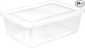 Sterilite 24 Pack Storage Box, 12 Quart Stackable Tote, Clear Plastic Container with Secure Snapping Lids for Home and Office Organization, White