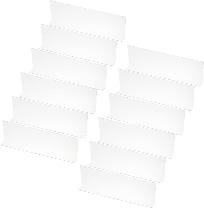 PATIKIL 12 Pack Shelf Dividers for Closet Organization, 15.7x1.57x4.7 Acrylic Closets Separator Kitchen Cabinet Shelves Under Bed Blocker for Bedroom Kitchen Office, Clear